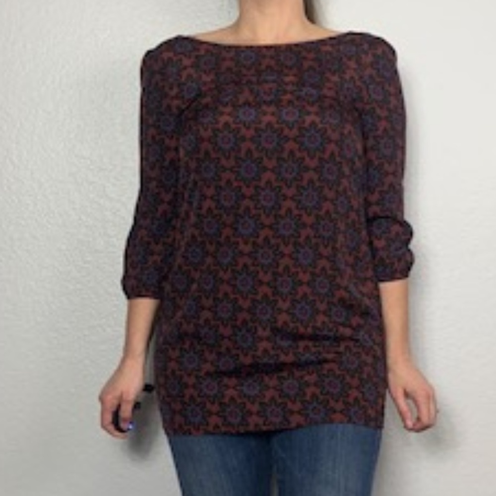Paraetta Blouse 3/4 Sleeve Zipper Back